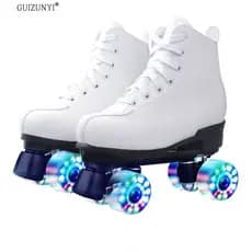 [Produto de Qualidade] Patins de duas fileiras brancos para adultos, patins de quatro rodas para crianças, patins para h