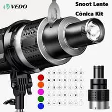 VEDO Fotografia Flash Snoot Lente Cônica Kit para Retratos Produtos e Luz Criativa