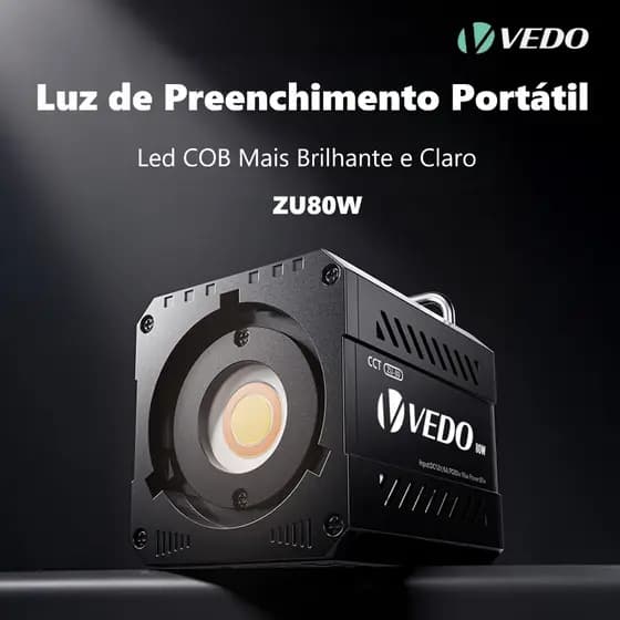 VEDO Luz Portátil 80W CCT 2500-6500K Ajustável para Live Retrato Vídeo e Locação