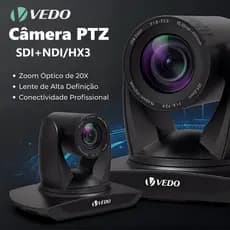 VEDO Câmera Ptz 4K Zoom Óptico 20x Rastreamento Automático por IA Saídas 3G-SDI+HDMI+USB+LAN+PoE