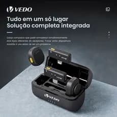 VEDO Microfone Sem Fio Lavalier Fixação Magnética + Clipe para Live Entrevista e Vlog