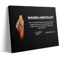 Kobe Bryant Framed Poster Wall Art 16"x20", Mamba Mentality Canvas Wall Art, Basketball Player Poster for Home,Office,Gy