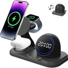 Estação de Carregamento Sem Fio com Relógio, Suporte de Carregamento 6 em 1 para Múltiplos Dispositivos para iPhone 17 1