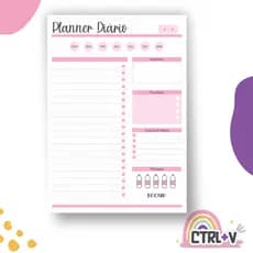 Planner Diario A5 90 Folhas | Bloco de Planejamento Semanal e Diário | Controle de Hábitos e Hidratação | Agenda Planner