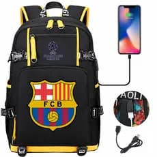 Mochila USB com Estampa de Futebol da Liga dos Campeões 647 para Adolescentes e Estudantes, Mochila de Viagem Casual Uni