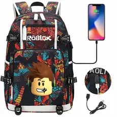 Produto novo e muito vendido: fones de ouvido USB do jogo ROBLOX, mochilas escolares para adolescentes e estudantes, moc