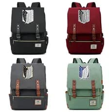 Mochila Casual Unissex com USB para Adolescentes e Estudantes, com Tema de Anime Attack on Titan Wings