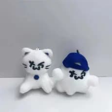 Chaveiro de pelúcia de gato fofo TWS de ídolo Kpop, chaveiro de boneco fantasma