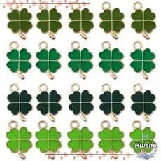 HUISHU 48pcs Mini Charms de Folha da Sorte em Liga, Pingente de Trevo de Quatro Folhas 11x18mm, YSM4