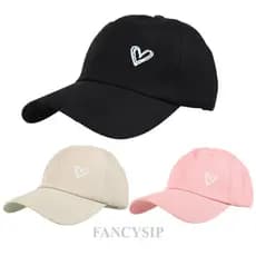 Boné Snapback Unissex com Padrão de Coração, Boné de Rabo de Cavalo Masculino, Boné Retro com Alça Ajustável, Boné de Be