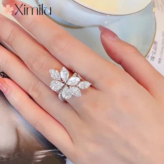 ⭐ Criativo frio inverno folha anel de prata feminino estilo frio nicho Design luz jóias luxo