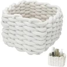 Cesta Decorativa Pequena para Armazenamento, Cesta de Prateleira Tecida em Corda de Algodão para Pequenos Itens, Organiz