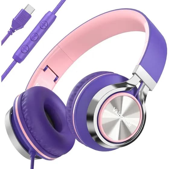 Fones de Ouvido com Fio e Microfone, Fones de Ouvido Tipo C, Controle de Volume, Fone de Ouvido com Fio Tipo-C, Conectáv