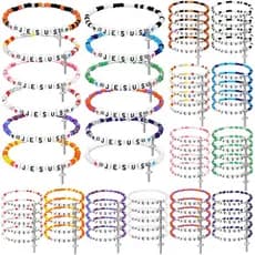 72 Pulseiras WWJD Jesus You, Pulseiras Cristãs em Lote, Pulseira de Amizade de Natal para Mulheres e Homens, Pulseiras R