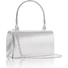 Bolsas de Mão Larcenciel para Mulheres, Elegantes Bolsas de Noite em Prata Metálica com 2 Alças de Corrente, Bolsas de F
