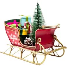 Berfutall-Red Santa Sleigh Christmas Decor for Table Top Holiday Home Decorations Decoration with Rustic Charm (G)