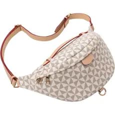 Bolsa Transversal para Mulheres, Pochete com Alça Ajustável, Abertura Grande, Fecho de Zíper Bidirecional, Cinto Xadrez
