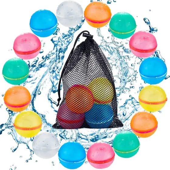 16 Balões de Água Reutilizáveis, Brinquedos de Silicone Recarregáveis para Banho, Piscina e Praia para Crianças, Bolas d