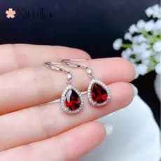 ♥ Original luz luxo cheio de diamante temperamento em forma de gota brincos de rubi jóias femininas