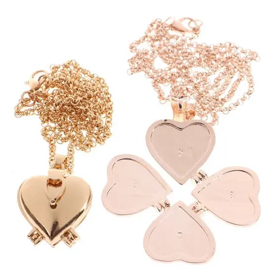 [prosperityus] Diy Jewelry Vintage Colar De 4 Camadas Com Foto Em Forma De Coração Pingente Aberto [BR]