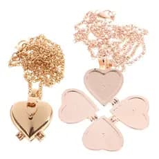 [prosperityus] Diy Jewelry Vintage Colar De 4 Camadas Com Foto Em Forma De Coração Pingente Aberto [BR]