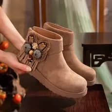 Botas de cano alto Zhongyao 2025, com decorações de franjas, novo design artesanal para outono/inverno, com adornos 7LOU