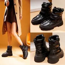 Botas de Neve Femininas de Lã para o Inverno, Forro Antiderrapante, Nove Cores, Sola Grossa, Impermeáveis, Design Reflet