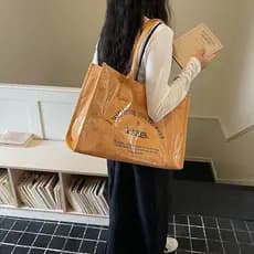 Bolsa grande casual estilo coreano 2026, com estampa de letras, edição especial da moda, nova bolsa de ombro feminina.