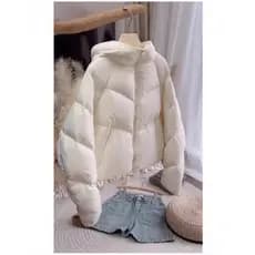 Casaco elegante de inverno, jaqueta curta de algodão, novo chapéu feminino confortável de algodão, branco, tamanho 2.