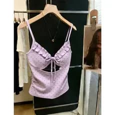 Nova camisola, projetada para mulheres de nicho, um top elegante com design vazado, criado para garotas estilosas no ver