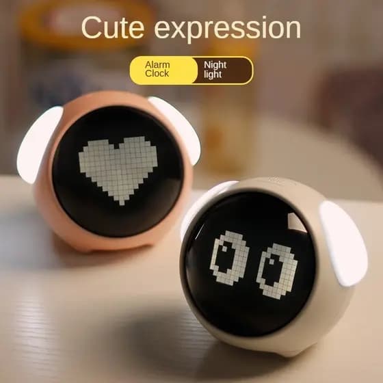 Crianças LED Emoticon Pixel Despertador Inteligente Luminoso Despertador Estudante Cabeceira Snooze Despertador Digital