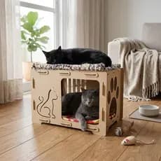 Casa para Gato MDF Casinha Toca Gatil Decorativa Fácil Montar Recorte a Laser Presente Pet