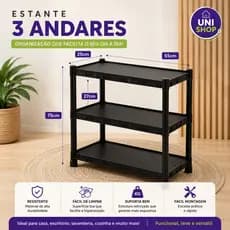 Estante com 3 Prateleiras Modular Multiuso Organizadora Plástico Reforçado - Escolha a sua