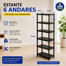 Estante com 6 Prateleiras Modular Multiuso Organizadora Plástico Reforçado - Escolha a sua