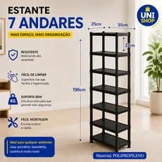 Estante com 7 Prateleiras Modular Multiuso Organizadora Plástico Reforçado - Escolha a sua