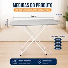 Tabua De Passar Roupas Reforçada Com Tecido Térmico na Cor BRANCA