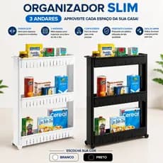 Carrinho Organizador Slim 3 Andares Com Rodinhas Multiuso Cozinha Banheiro Lavanderia Nicho Estreito