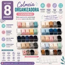 8 Organizadores de Gaveta Transparente com 5 Divisórias | Colmeia Multiuso para Roupas