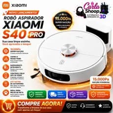 Robô Aspirador Xiaomi S40 Pro 15000Pa Original Aspira e Passa Pano Mapeamento Inteligente Wi-Fi (casa limpa tudo dia)