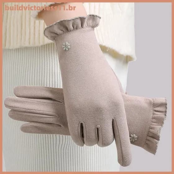 Luvas De Ciclismo Femininas De Inverno BDVT : Forradas De Lã , À Prova De Vento E Tela Sensível Ao Toque BR