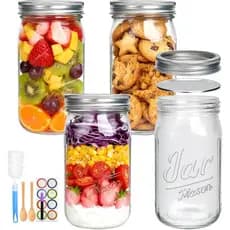 Potes de Conserva de 32oz, Potes Mason de Boca Larga com Tampas e Anéis, Excelente Escolha para Conservas, Fermentação,