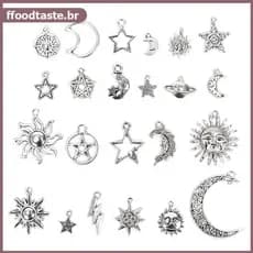 FFOOD 23 Pçs/Set Misto Prata Estrela Lua Sol Encantos Pingente DIY Artesanato Jóias Descobertas