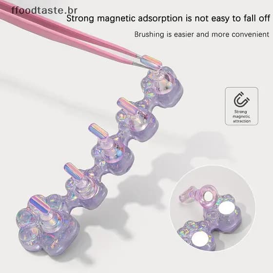 FFOOD Cat Claw Magnético Unhas Suporte Aurora Resina Press On Nails Display Holder Organizador