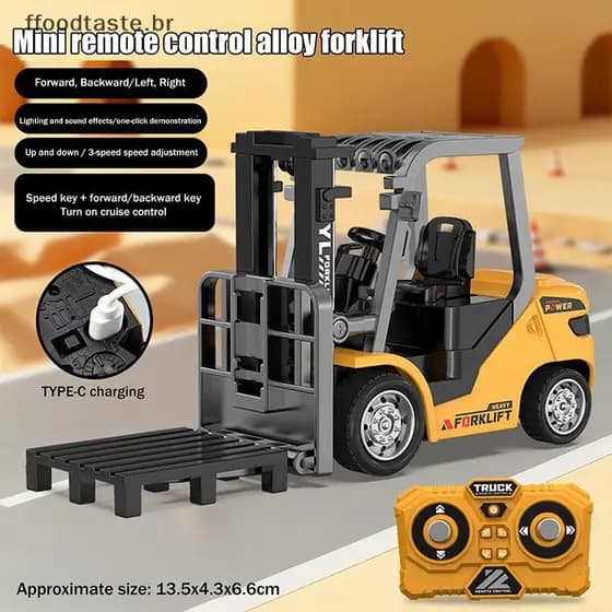 FFOOD 1/64 Empilhadeira De Liga De Controle Remoto , Modelo De Veículo De Engenharia , Presente De Brinquedo Para Menino