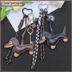 FFOOD Criativo Couro Salsicha Cão Saco Pendurado Pingente Série Carro Chaveiro Cabide Decorativo Presente