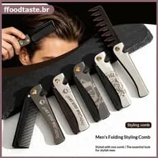 FFOOD Pente Dobrável Multifuncional Masculino Modelador De Barba Antiestático Portátil BR