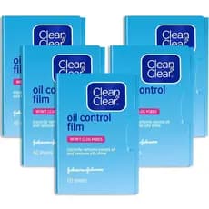 Filme de Controle de Oleosidade Clean & Clear, Pacote com 5 Folhas de 60 Unidades (300 Folhas no Total)