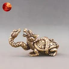 Aredhooot Retro Latão Mítico Python Cabeça De Tartaruga Estatuetas De Corpo Miniaturas Estátua De Animal Luy BR