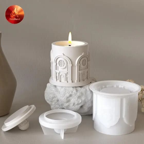 Aredhoot Jarra De Armazenamento De Construção , Molde De Silicone Com Tampa Fundição De Concreto 3D , Faça Você Mesmo ,