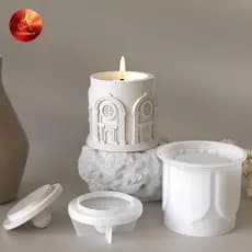 Aredhoot Jarra De Armazenamento De Construção , Molde De Silicone Com Tampa Fundição De Concreto 3D , Faça Você Mesmo ,